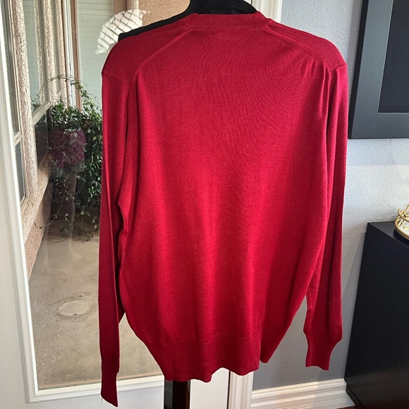 Giuliano di Firenze Made in Italy Fine Knit Wool V Sweater Classic Red Mens L - Picture 5 of 8